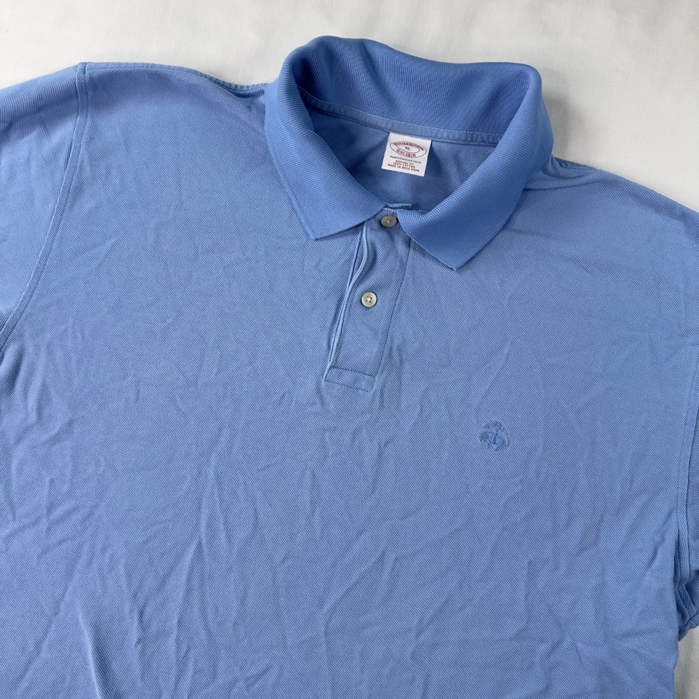 Brooks Brothers Polo Shirt Men's XL Blue Performance Original‎ Fit Short Sleeve